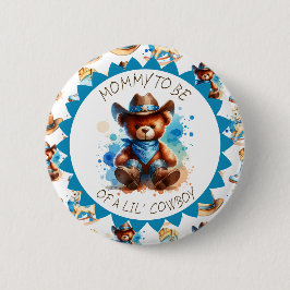 Mamma skall | Cowboy Nalle Boy's Baby Shower Knapp