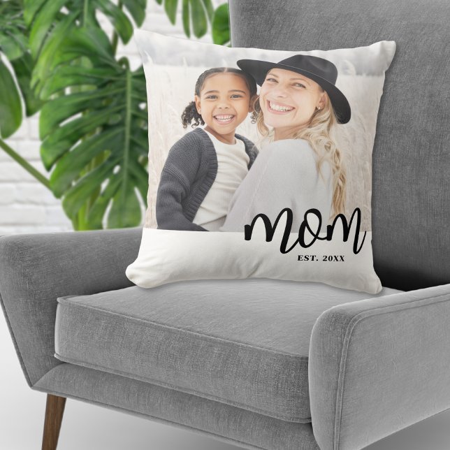 Mamma skapade fotopresent kudde (Mom Established Photo Gift Throw Pillow)