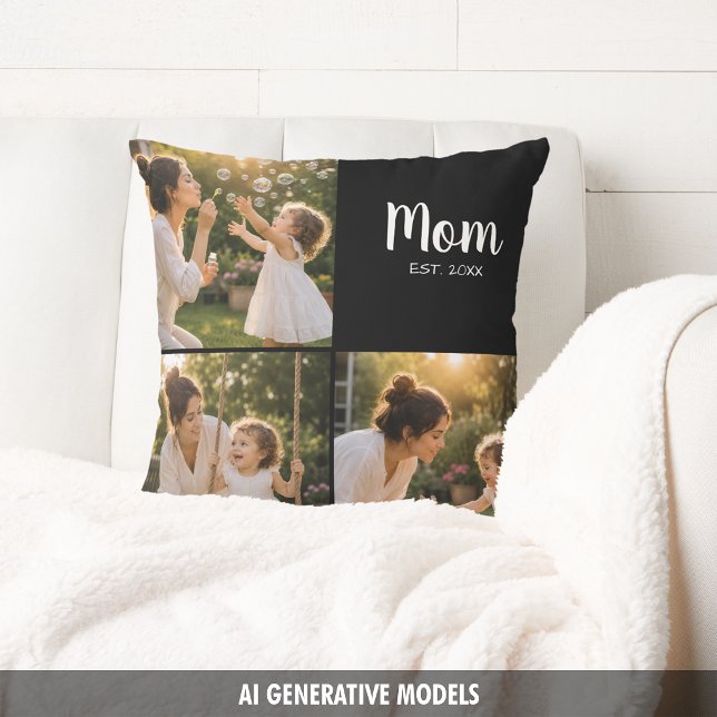 Mamma skapade minnesvärda fotominnen kudde (Mom Established Treasured Photo Memories Throw Pillow)