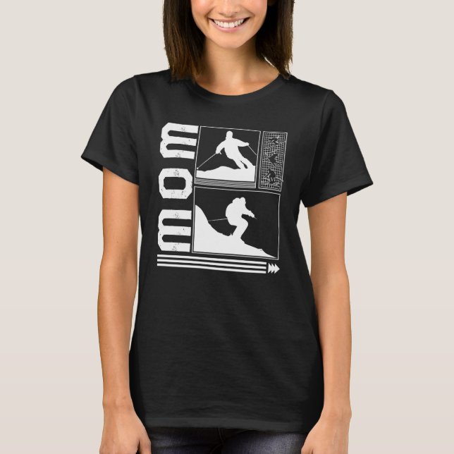 Mamma Skiing Skier Winter Snowboarder T Shirt (Framsida)