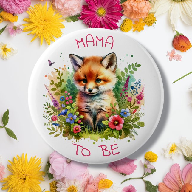 Mamma | Skogsbesättningar Fox Baby Shower Knapp (Skapare uppladdad)