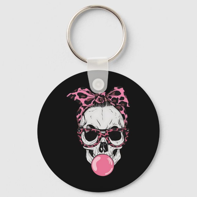 Mamma Skull Bubblegum Lazy Halloween Costume Leopa Nyckelring (Framsida)