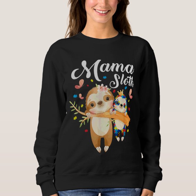 Mamma Sloth Autism Awareness T Shirt (Framsida)