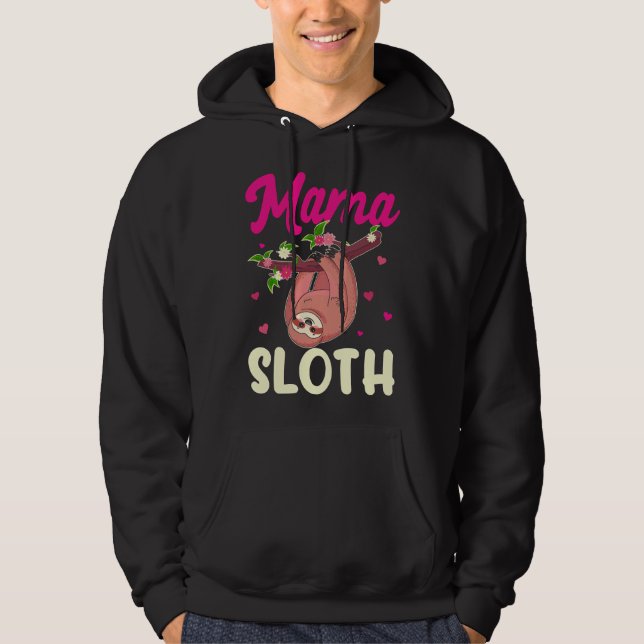 Mamma Sloth Lazy Spirit Animal Mamma Family Matchi Hoodie (Framsida)