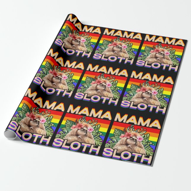 Mamma Sloth LGBTQ Rainbow Flagga Gay pride Ally Ga Presentpapper (Utrullad)