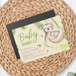 Mamma Sloth och Baby Sloth Baby Shower Inbjudningar