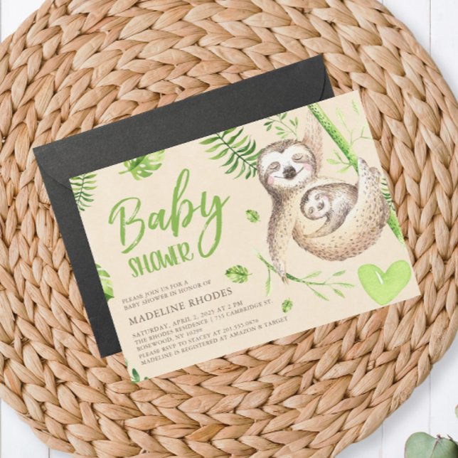 Mamma Sloth och Baby Sloth Baby Shower Inbjudningar (Skapare uppladdad)
