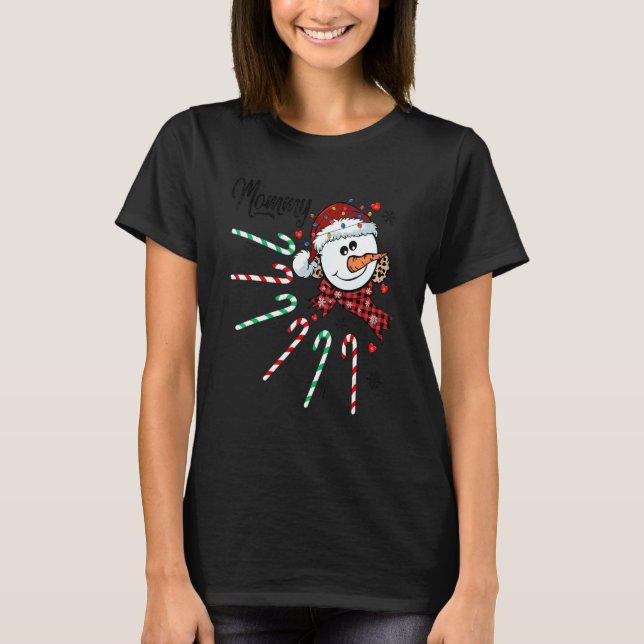 Mamma Snögubbe Candy cane Julafton Funny T Shirt (Framsida)