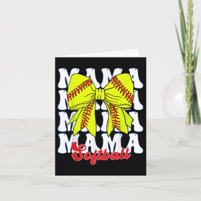 Mamma Softball Coquette Bow Game Day Softball Moth Kort (Framsida)