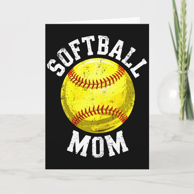Mamma Softboll Tröja Kvinnor Softboll Älskare Mamm Kort (Framsida)