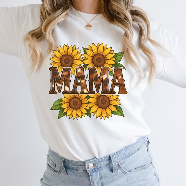 Mamma Solblommor Cowhide Land Westerna Rustic Mamm T Shirt (Mama Sunflowers Country Western Rustic Mom T-shirt. Gift for Mom, Mother's day gift, )