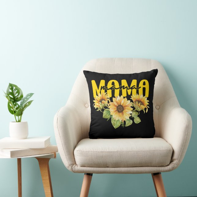 Mamma Solrosolja - Konstruktion för billig Blommig Kudde (Stol)