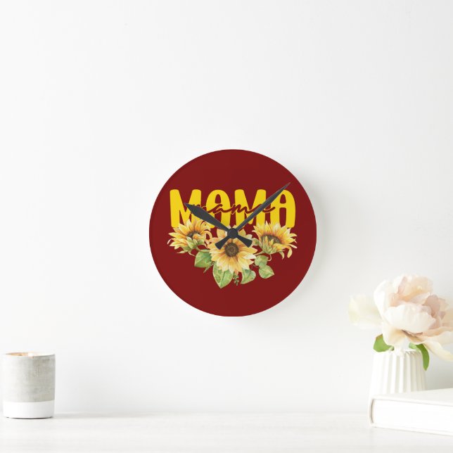 Mamma Solrosolja - Konstruktion för billig Blommig Rund Klocka (Hem)