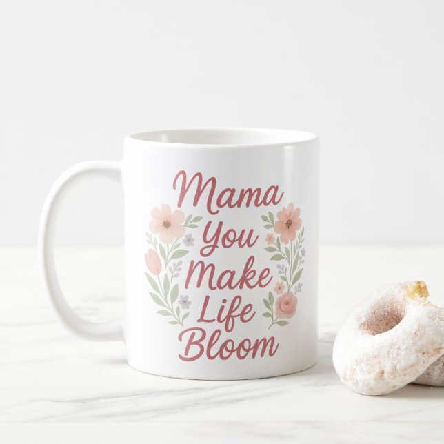 Mamma som gör att livet blommar kaffemugg (Med munk)