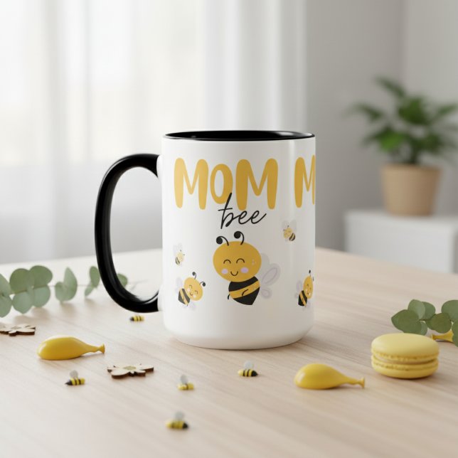 Mamma som ska bli Baby Två-Tonad Mugg (Mom To Be Baby Bee Two-Tone Coffee Mug)