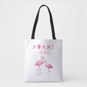 Mamma som ska flamingo babyskor - bläck tygkasse