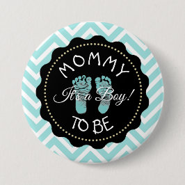 Mamma som ska testas Knappen Chevron Baby Shower Knapp
