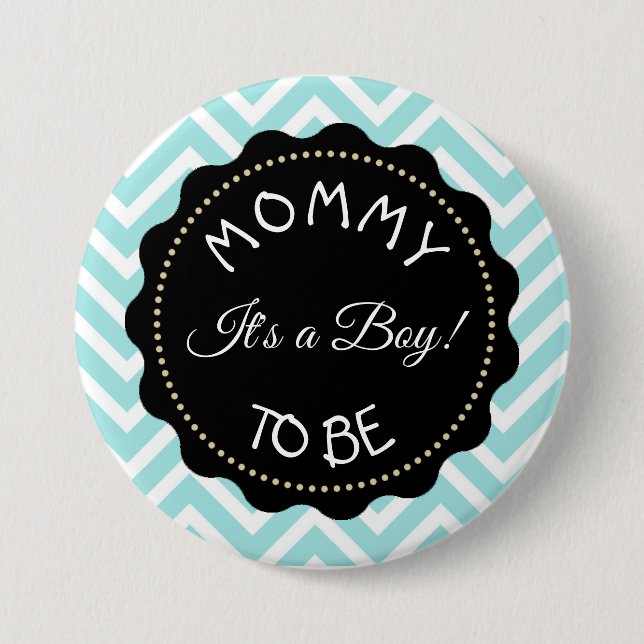 Mamma som ska testas Knappen Chevron Baby Shower Knapp (Framsida)