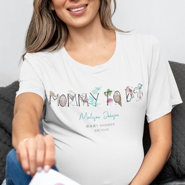 Mamma som ska vara ABC-babyvisningsprogram T Shirt (Mommy to Be Alphabet ABC Baby Shower T-Shirt)