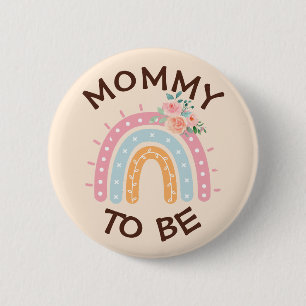 Mamma som ska vara babyknapp Rosa regnbåge tema Knapp