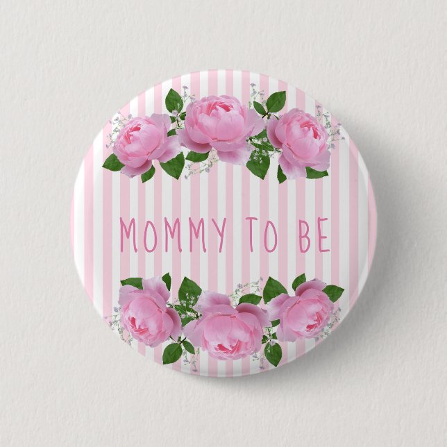 Mamma som ska vara babyknapp Rosa ros Knapp (Framsida)