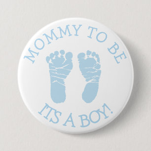 Mamma som ska vara blå och vit babyknapp knapp