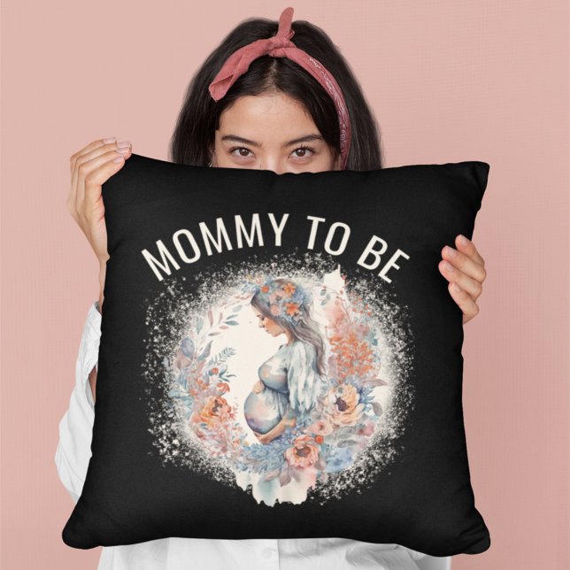 Mamma som ska vara Blommigtens vattenfärg förvänta Kudde (Skapare uppladdad)
