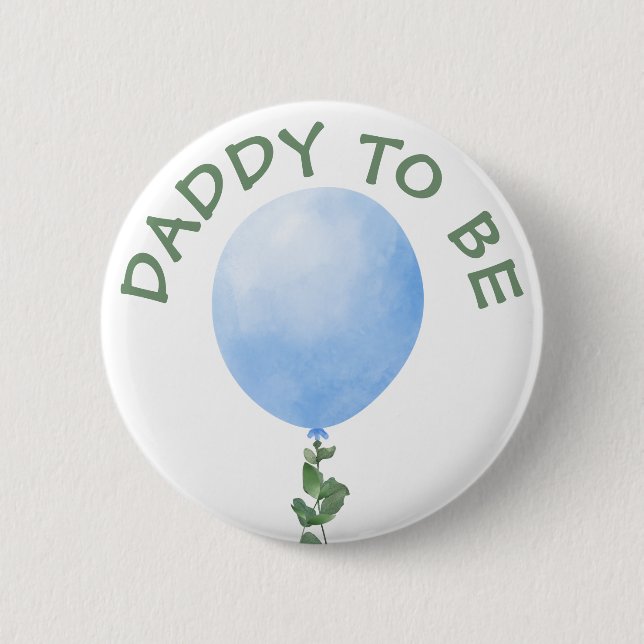 Mamma som ska vara Blue Balloon Baby Shower-knapp Knapp (Framsida)