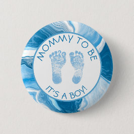 Mamma som ska vara Blue Marble Baby Shower Knapp