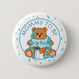 Mamma som ska vara Blue Nalle Baby Shower-knapp Knapp