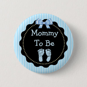 Mamma som ska vara Blue- och Black Baby Shower Knapp
