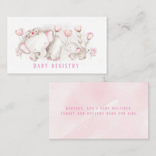 Mamma som ska vara Elephant Girl Shower Registry Visitkort