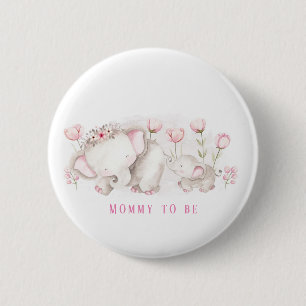 Mamma som ska vara Elephant Pastel Girl Baby Showe Knapp