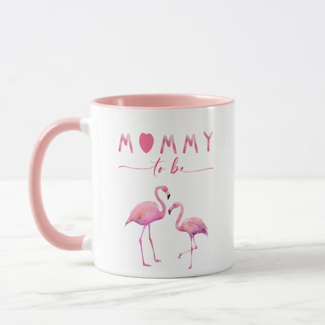 Mamma som ska vara Flamingo Baby Shower Mugg (Vänster)