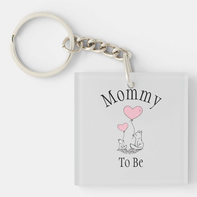 Mamma som ska vara Fox Baby Shower-nyckelkedja (Framsidan)