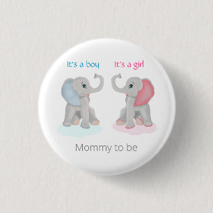 Mamma som ska vara Gender Visa Elephant Baby Showe Knapp
