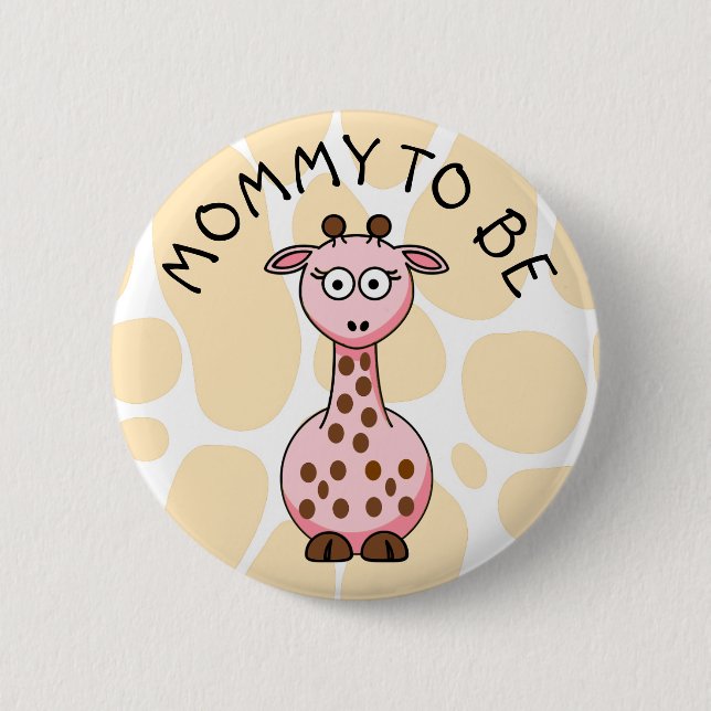 Mamma som ska vara Giraffe Baby Shower-knapp Knapp (Framsida)