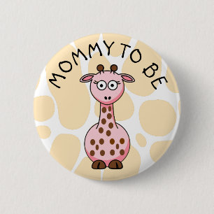 Mamma som ska vara Giraffe Baby Shower-knapp Knapp