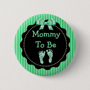 Mamma som ska vara Grönt- och Black Baby Shower Knapp
