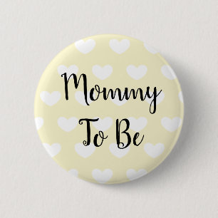 Mamma som ska vara Gult Hearts Baby Shower-knapp Knapp