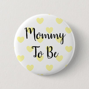 Mamma som ska vara Gult Hearts Baby Shower-knapp Knapp