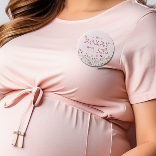 Mamma som ska vara knapp för Wildblomma Baby Showe (Skapare uppladdad)