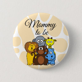 Mamma som ska vara knappen Zoo Animals Baby Shower Knapp