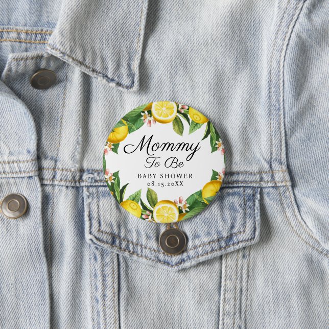 Mamma som ska vara Lemon Citrus Summer Baby Shower Knapp (In Situ)