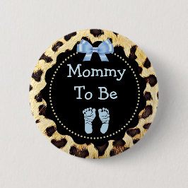 Mamma som ska vara leopard Print Baby Shower Knapp
