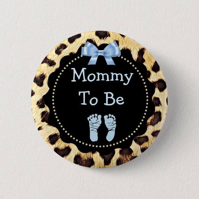 Mamma som ska vara leopard Print Baby Shower Knapp (Framsida)