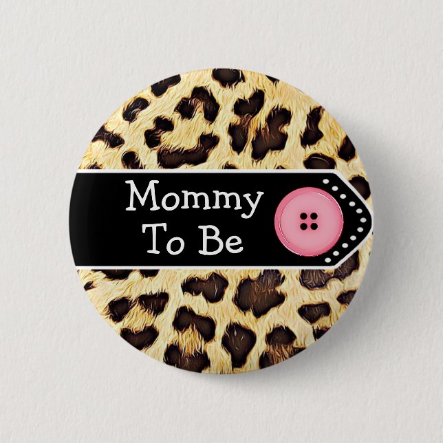 Mamma som ska vara leopard Print Baby Shower Knapp (Framsida)