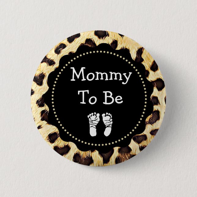 Mamma som ska vara leopard Print Baby Shower Knapp (Framsida)