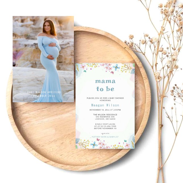 Mamma som ska vara Neutralt för vildblomma, babysk Inbjudningar (Skapare uppladdad)