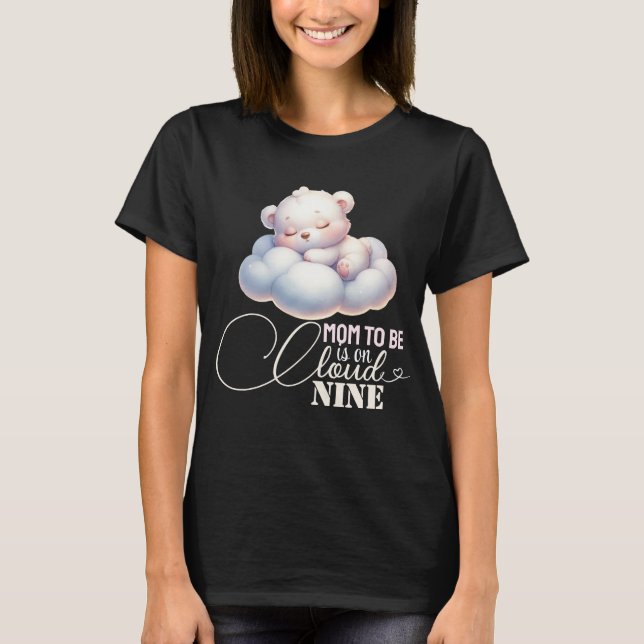 Mamma som ska vara på molnet nio babyskor t shirt (Framsida)